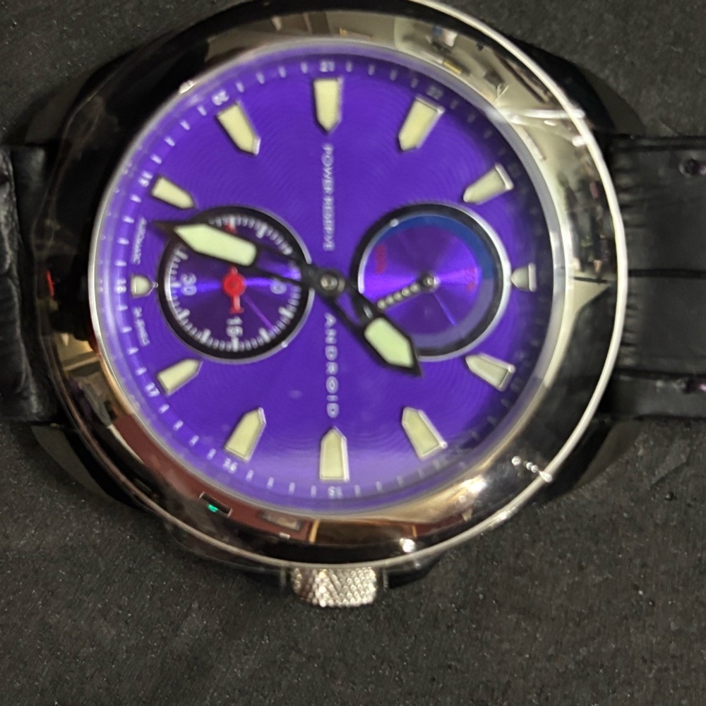 Purple Dial Watch with Black Strap